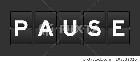 Black color analog flip board with word pause on gray background 105332020
