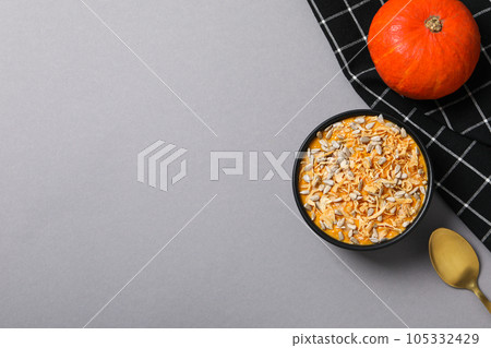 Fall season food concept - tasty pumpkin porridge Fall season food concept - tasty pumpkin porridge 105332429