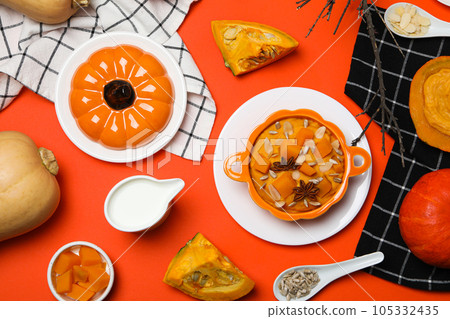 Fall season food concept - tasty pumpkin porridge Fall season food concept - tasty pumpkin porridge 105332435