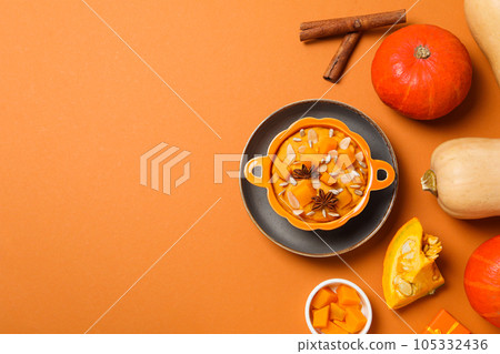 Fall season food concept - tasty pumpkin porridge 105332436