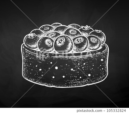 Blueberry tart on chalkboard background Blueberry tart on chalkboard background 105332824