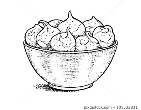 Sketchy illustration of meringue cookies 105332831