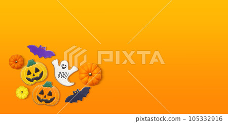 Halloween icing cookie set background illustration real Halloween icing cookie set background illustration real 105332916