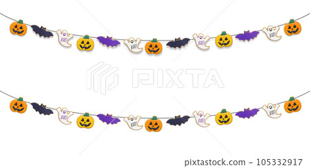 Halloween icing cookie garland background illustration real 105332917