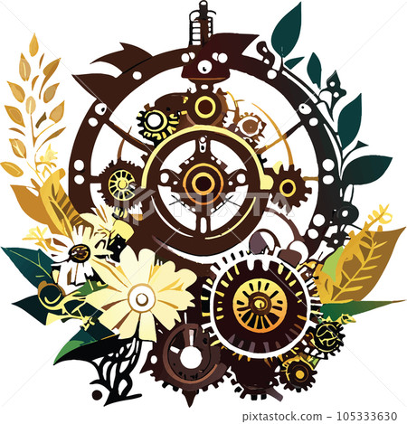 natural energy powered machine with gears and cogs  105333630