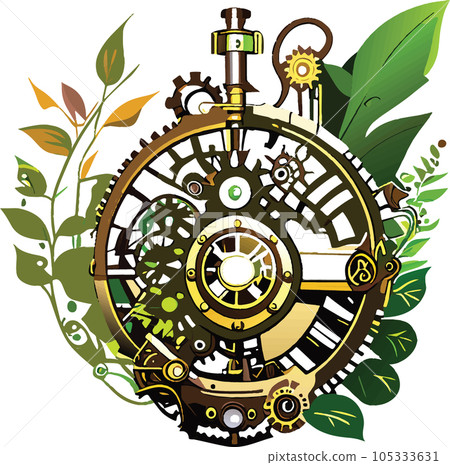 natural energy powered machine with gears and cogs  105333631