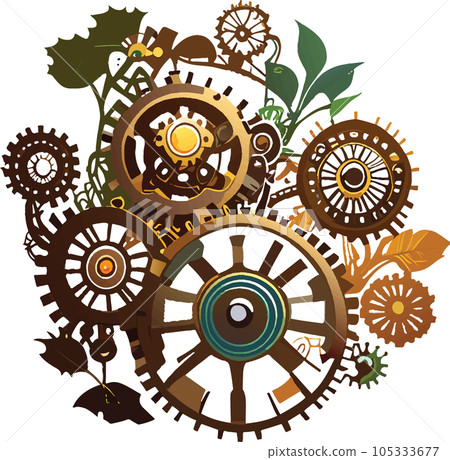 natural energy powered machine with gears and cogs natural energy powered machine with gears and cogs 105333677