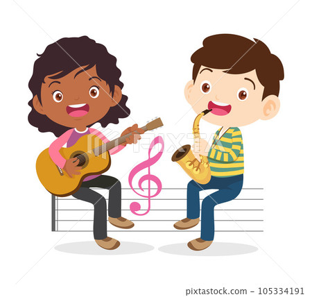 Music kids.Play music concept of music school Music kids.Play music concept of music school 105334191