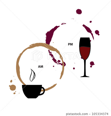AM PM Icon, Morning Coffee Time, Evening Wine... - Stock Illustration  [105334374] - PIXTA