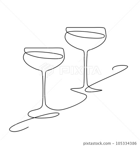 Wine Glass Continuous Line Draw, Minimalistic Monoline Wineglass, Alcohol Drink Holiday Drawing Wine Glass Continuous Line Draw, Minimalistic Monoline Wineglass, Alcohol Drink Holiday Drawing 105334386