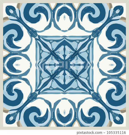 Blue Tiles Background, Old Fasion Retro Azulejo Mosaic Tile, Vintage Portuguese Wall Ceramic Seamless Pattern Blue Tiles Background, Old Fasion Retro Azulejo Mosaic Tile, Vintage Portuguese Wall Ceramic Seamless Pattern 105335116