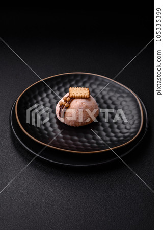 Delicious sweet colorful mochi desserts or ice cream with rice dough and toppings 105335399