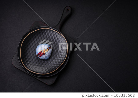 Delicious sweet colorful mochi desserts or ice cream with rice dough and toppings Delicious sweet colorful mochi desserts or ice cream with rice dough and toppings 105335508