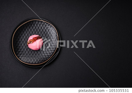 Delicious sweet colorful mochi desserts or ice cream with rice dough and toppings 105335531