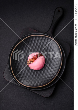 Delicious sweet colorful mochi desserts or ice cream with rice dough and toppings 105335532