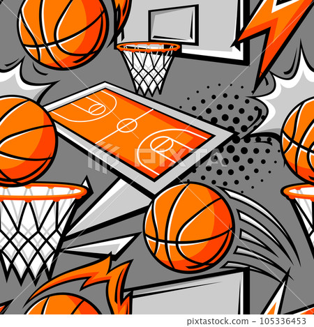 Pattern with basketball items. Sport club illustration. Pattern with basketball items. Sport club illustration. 105336453