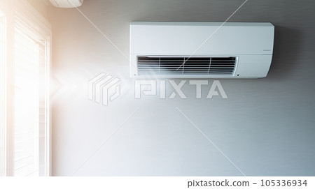 Conditioners, realistic air conditioning eqipment mockup. Working and blowing out cold, fresh flows through vents, cooling room air conditioner unit. AC installing, maintenance service Conditioners, realistic air conditioning eqipment mockup. Working and blowing out cold, fresh flows through vents, cooling room air conditioner unit. AC installing, maintenance service 105336934