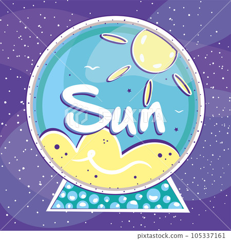 Isolated colored crystal ball with summer season Vector 105337161