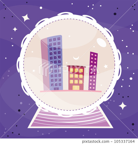 Isolated crystal ball with group of buildings Vector Isolated crystal ball with group of buildings Vector 105337164