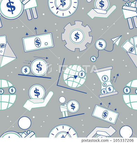 Seamless pattern background with business finance icons Vector 105337206