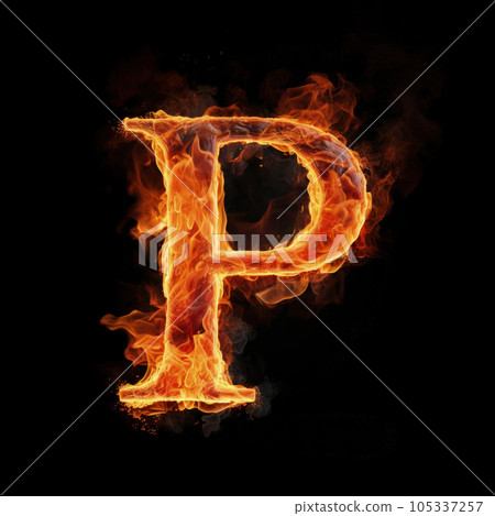 Capital letter P consisting of a flame 105337257