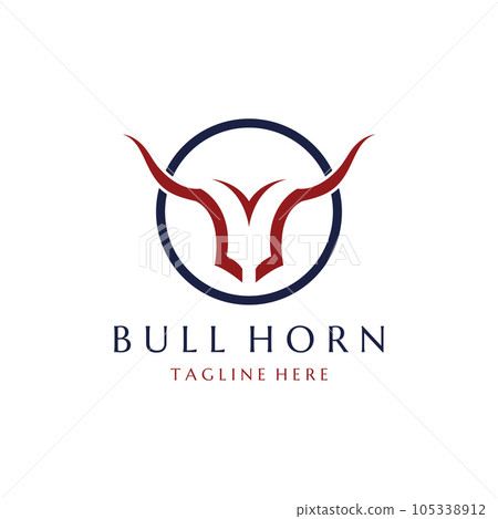 bull horn logo with template vector style. bull horn logo with template vector style. 105338912