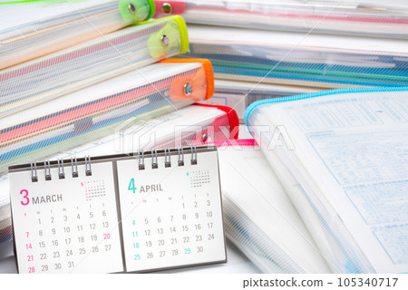 Calendar and a large amount of document files_office work_learning schedule_deadline image Calendar and a large amount of document files_office work_learning schedule_deadline image 105340717