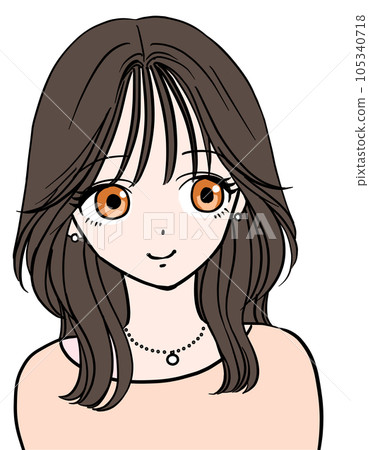 Fashionable cute girl with long hair Fashionable cute girl with long hair 105340718