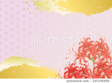 框架背景孤挺花秋天手繪水彩插畫素材 框架背景孤挺花秋天手繪水彩插畫素材 105340899