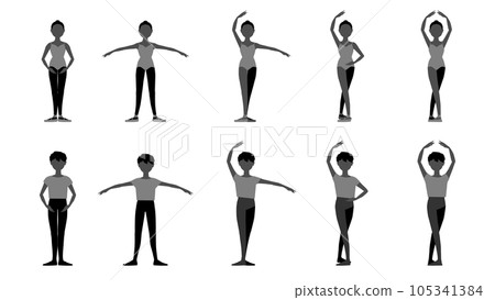 舞者剪影插畫集_古典芭蕾舞姿勢 105341384