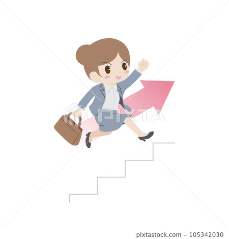 Hand-drawn style career advancement woman 105342030