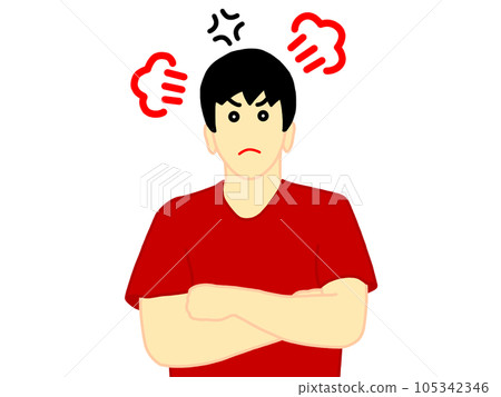 這是一個憤怒的人雙臂交叉的插圖。 105342346