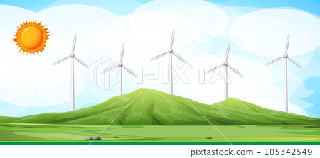 Windmill clean energy in nature background Windmill clean energy in nature background 105342549