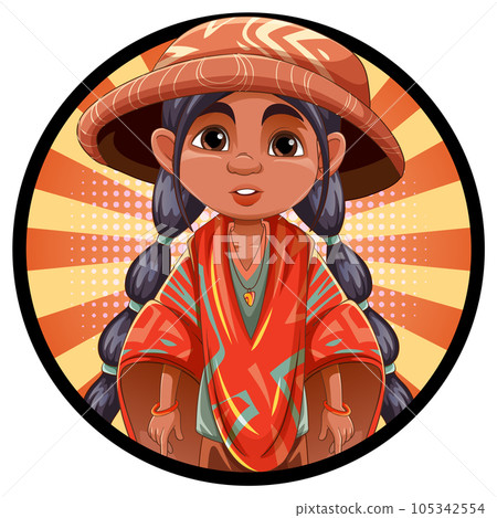 Indigenous Girl Cartoon Character 105342554
