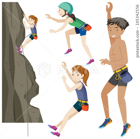 Mountain climber character extreme sport active lifestyle 105342556