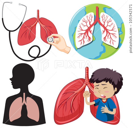 Set of Human Lung Icons for Medical and Health Designs Set of Human Lung Icons for Medical and Health Designs 105342571