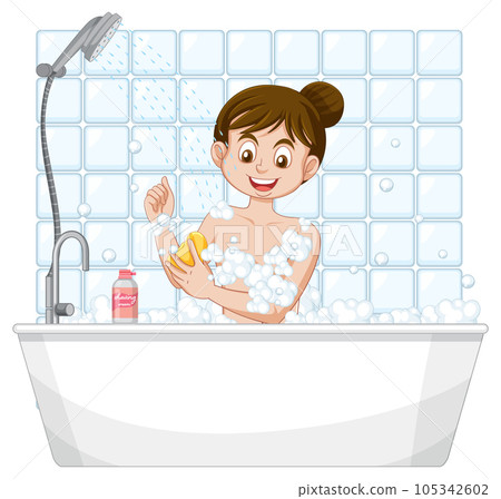 A female teen taking a bath 105342602