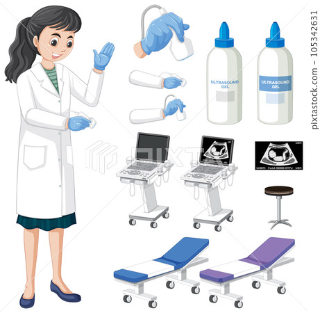 Set of medical instruments for pregnancy ultrasound Set of medical instruments for pregnancy ultrasound 105342631