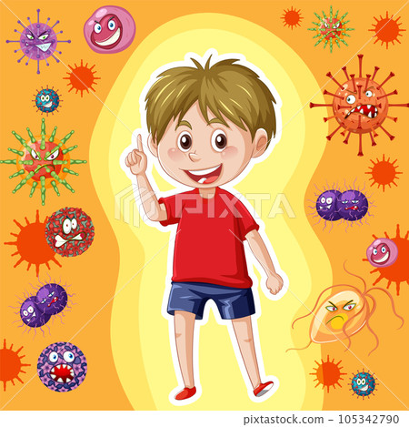 A boy surrounded by germs background A boy surrounded by germs background 105342790