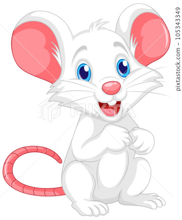 Cute white rat cartoon smilling 105343349