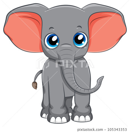 Cute simple elephant cartoon isolated 105343353