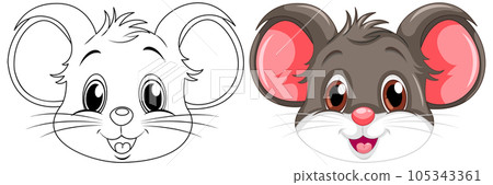 Coloring cute rat cartoon and its colour 105343361