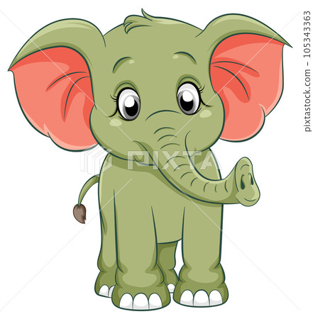 Cute simple elephant cartoon isolated 105343363
