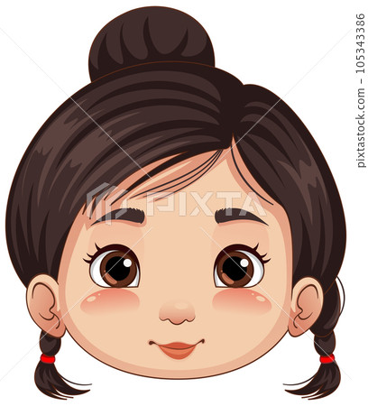 Cute Asian girl head cartoon Cute Asian girl head cartoon 105343386
