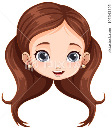 Cute girl head cartoon Cute girl head cartoon 105343395
