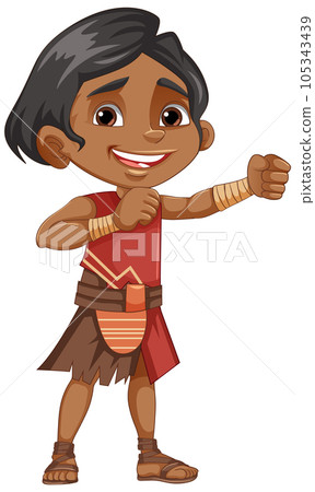 Indigenous cartoon character isolated Indigenous cartoon character isolated 105343439