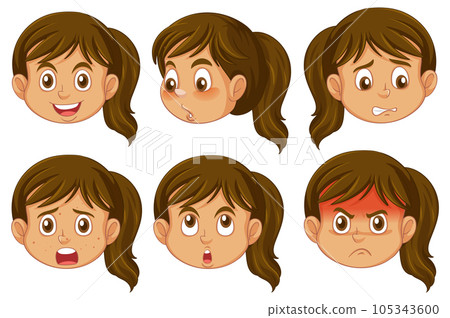 Puberty Girl Cartoon Characters Set - Stock Illustration [105343600 ...