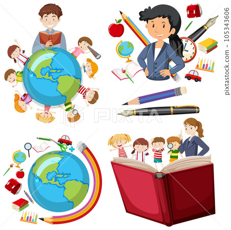 Set of teacher actoon character 105343606