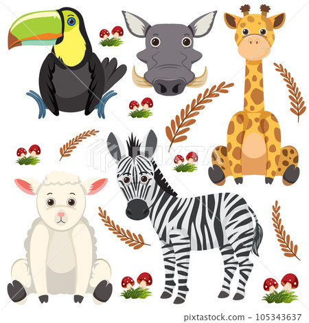 Set of mix animal character Set of mix animal character 105343637