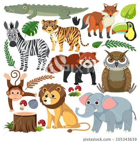 Set of mix animal character 105343639